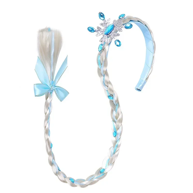 Frozen Wig Braid Princess Hairband Girl Elsa Snowflake Blue Pink Headband Hair Accessories Queen Headdress baby Girls Weaving