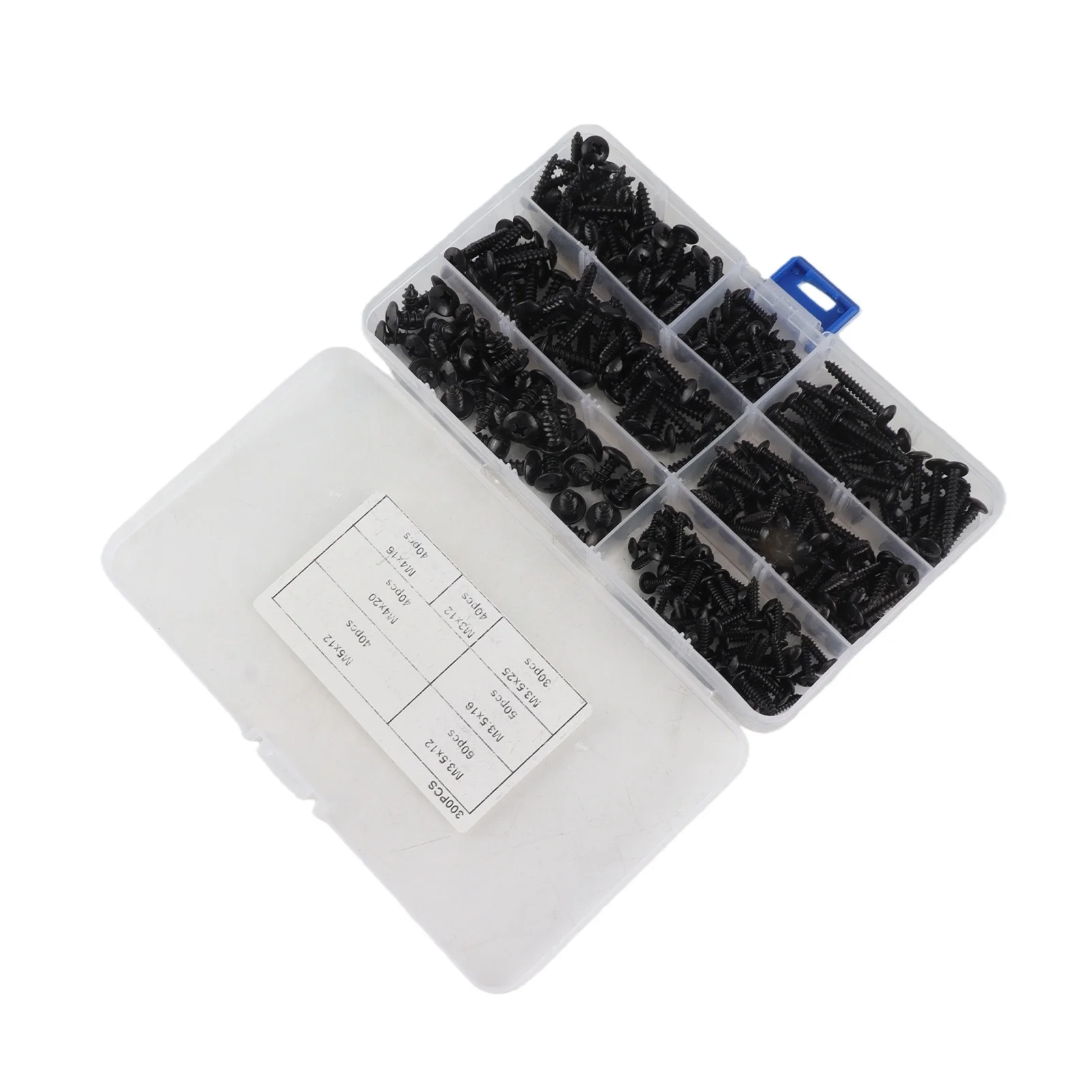 300Pcs Truss Head Self Tapping Screws Cross Carbon Steel Screw Assortment Kit M3 M3.5 M4 M5