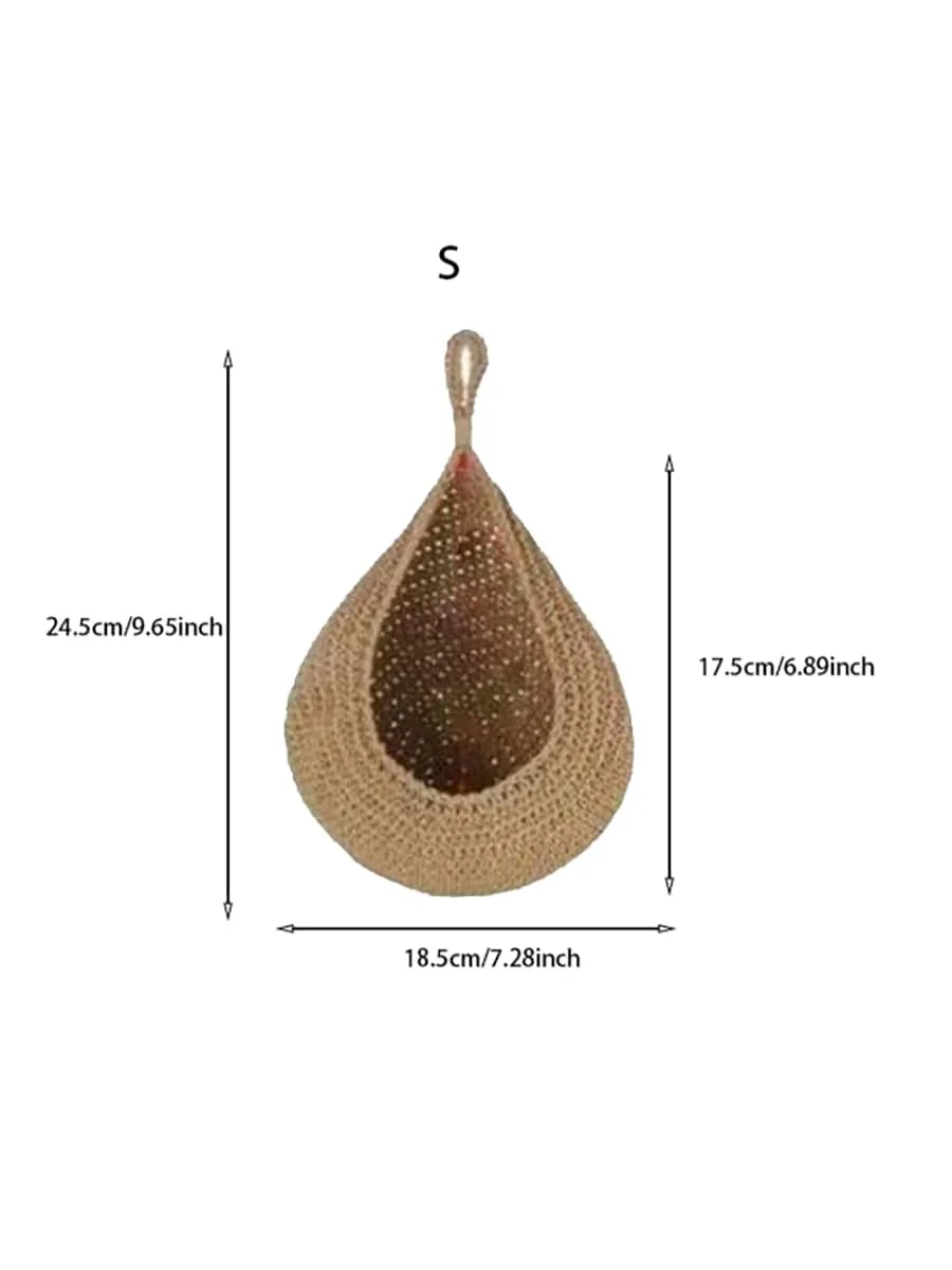 1pc Bohemian Style Woven Hanging Basket, Teardrop Shaped, Great For Storing Vegetables And Fruits, Kitchen Storage view 2