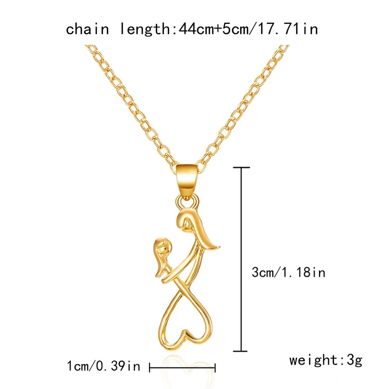 Mutter Tochter Sohn Familie Halskette Schlüsselbein Kette Silber Farbe Figur Anhänger Schmuck Für Frauen Muttertag Geschenk – Detail 4