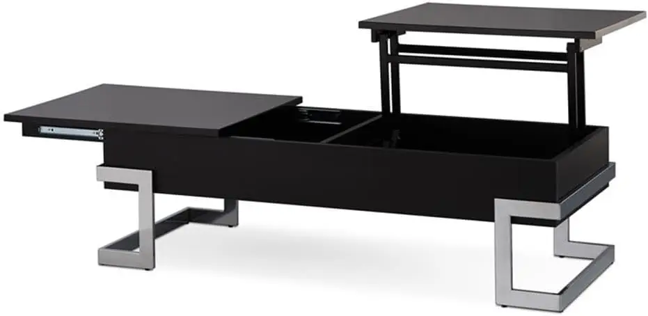 Calnan Rectangular Lift Top Coffee Table In Black And Chrome