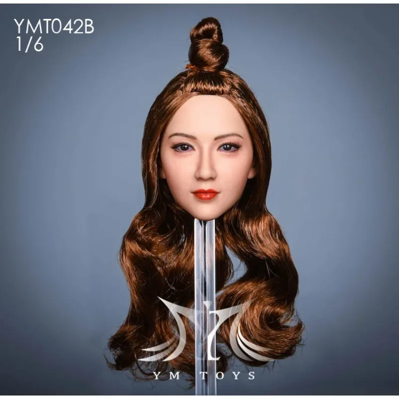 YMTOYS 1/6 YMT042 Scale Female Soldier Head Carving Model for 12 Inch Action Figures Wheat Skin Color TBL PH Doll