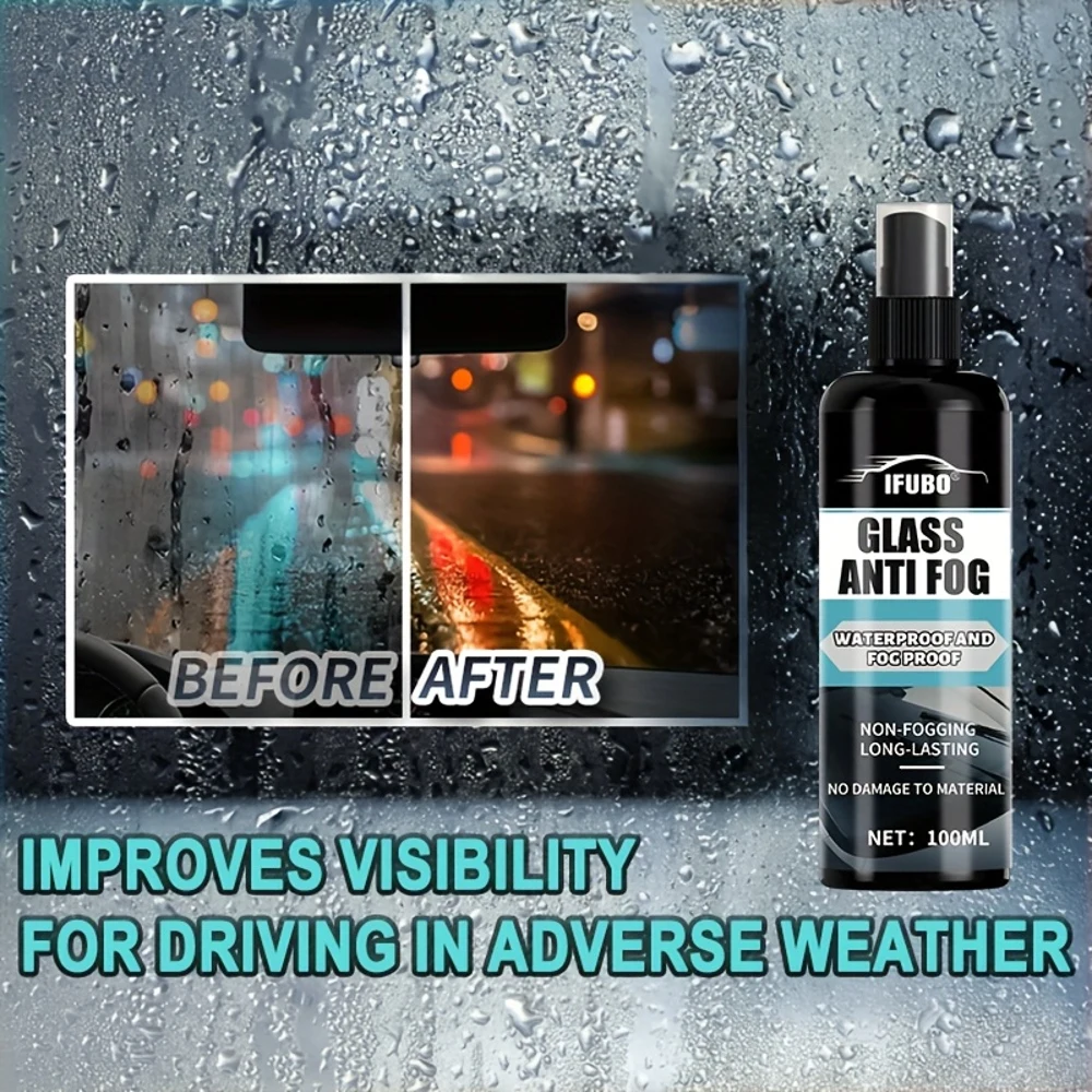 بخاخ IFUBO المضاد للضباب - تركيبة إزالة الثلج ومضادة للضباب سريعة المفعول لنوافذ السيارة والزجاج الأمامي والخوذات والمرايا الداخلية - فوز