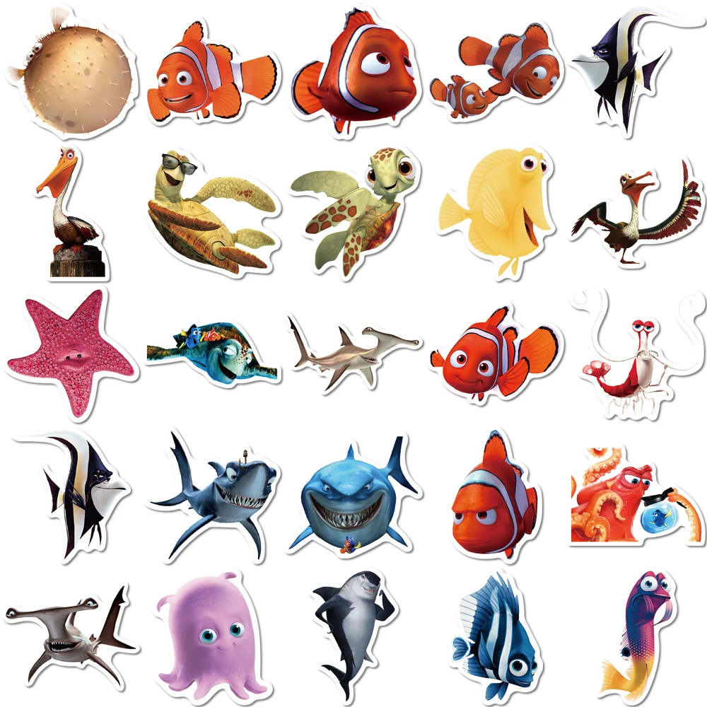 10/30/50pcs Disney Cartoon Finding Nemo Stickers Dory Marlin Toy Sticker Suitcase Phone Notebook Boat Bike Decals Fun for Kids