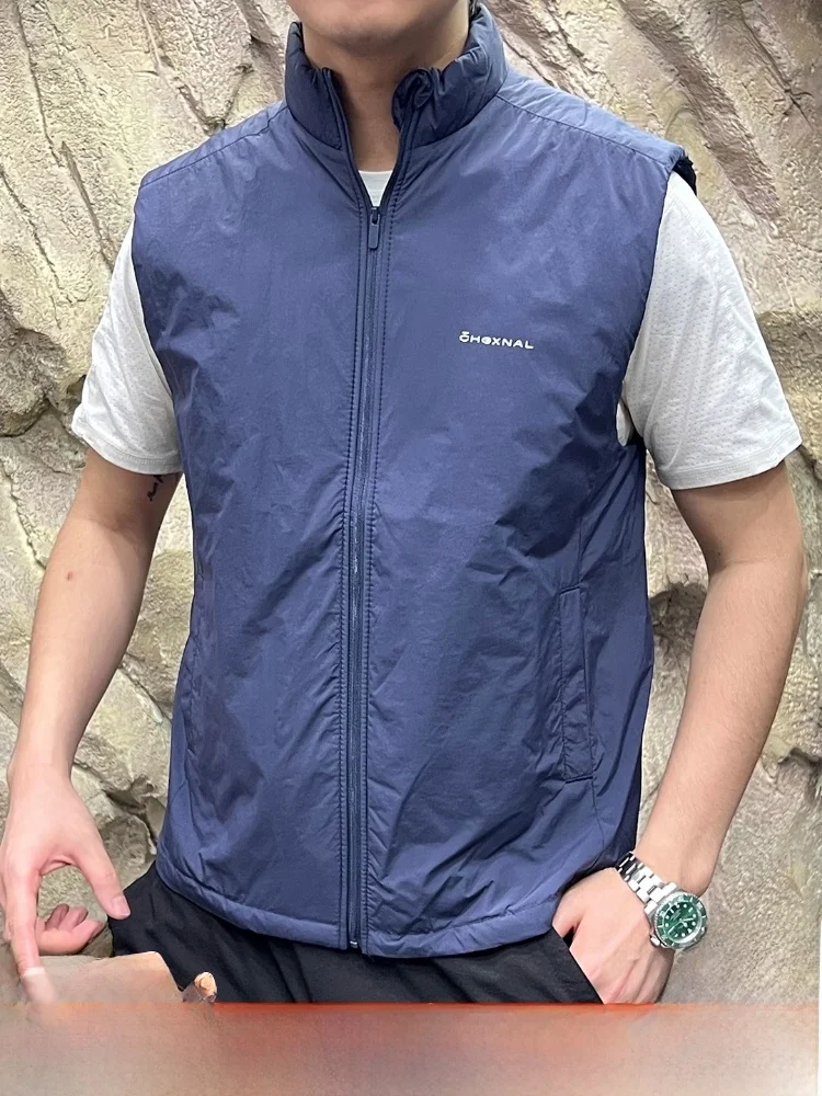 

Легкий шерстяной наполнитель 00, осенне-зимний мужской уличный ветрозащитный водонепроницаемый теплоудерживающий жилет с воротником-стойкой, майка