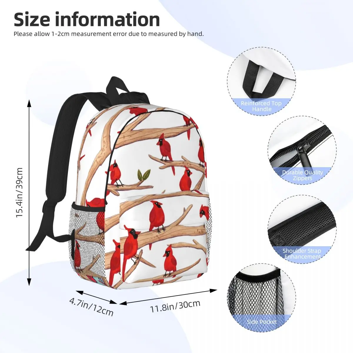 Sac à dos cardinal pour adolescent, cartable d'école pour enfants, sac à dos de voyage, sac initié, grande capacité, mode