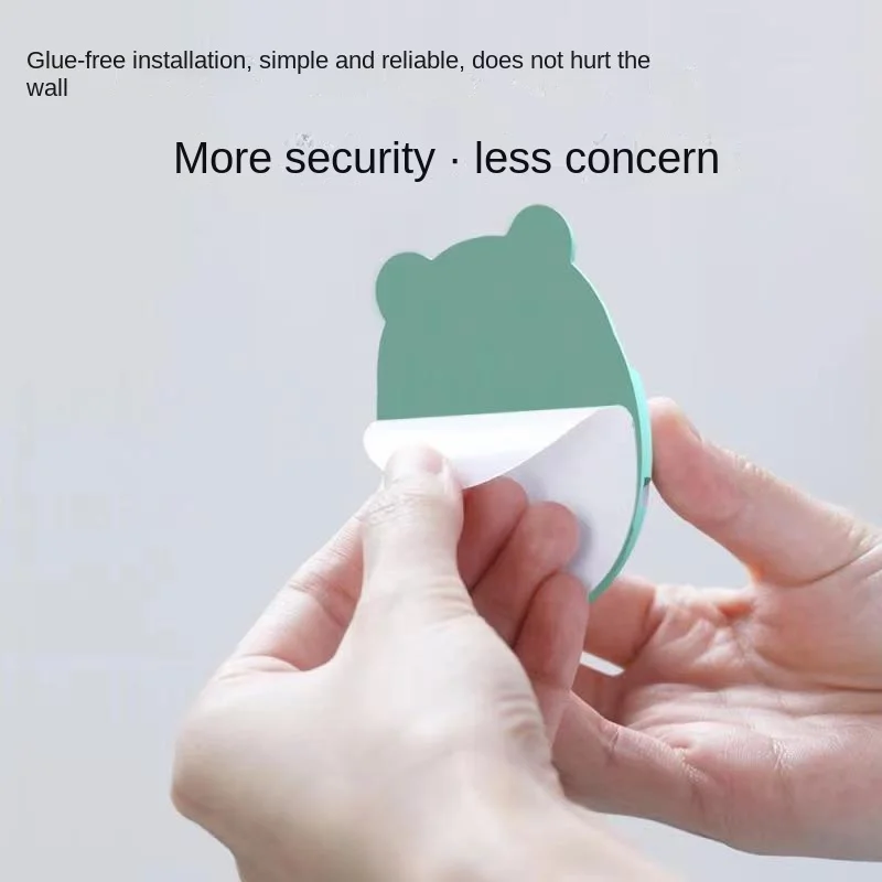 Punch-Free Power Supply Socket Hook Strong Seamless Cartoon Plug Hook Kitchen Bear Hook 4PCs