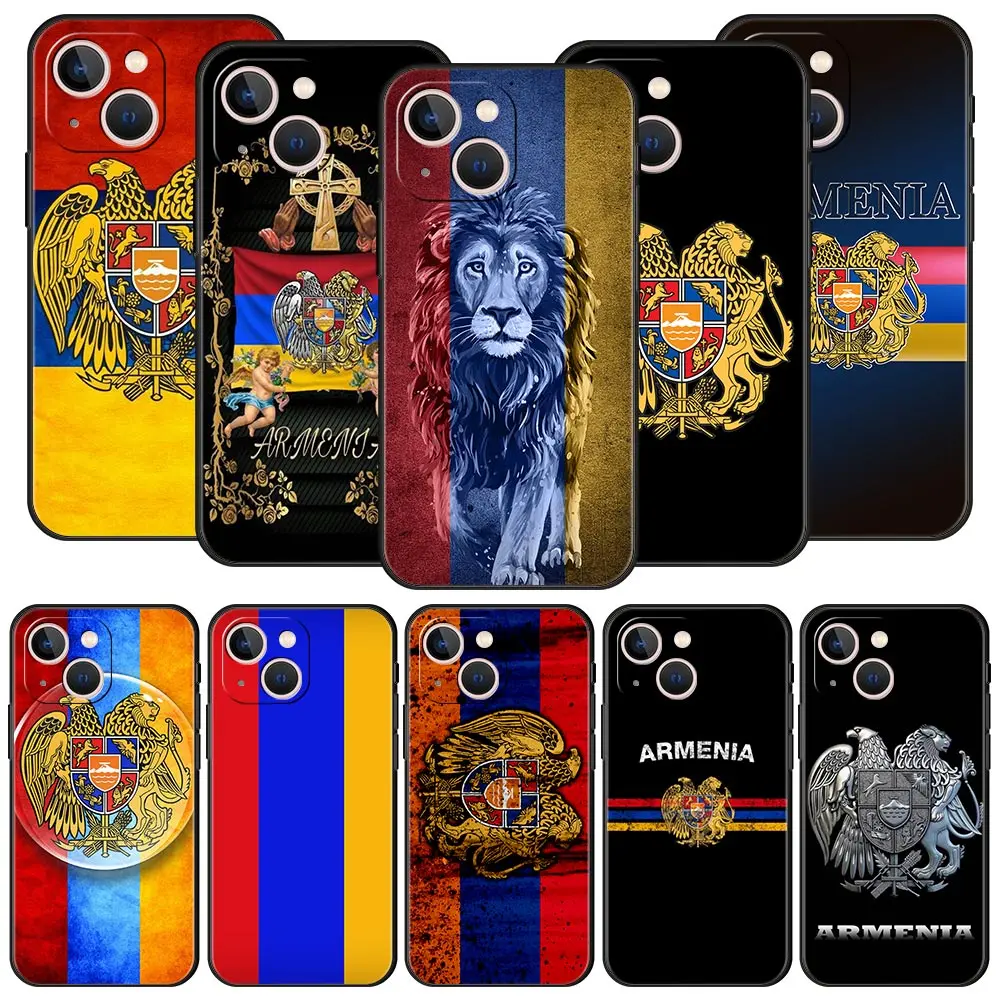 

Armenia Armenian Flag For iPhone 11 12 13 15 16 14 Pro Max Phone CaX XR XS 7 8 Plus 2020 Luxury Black Silicone Cover Funda