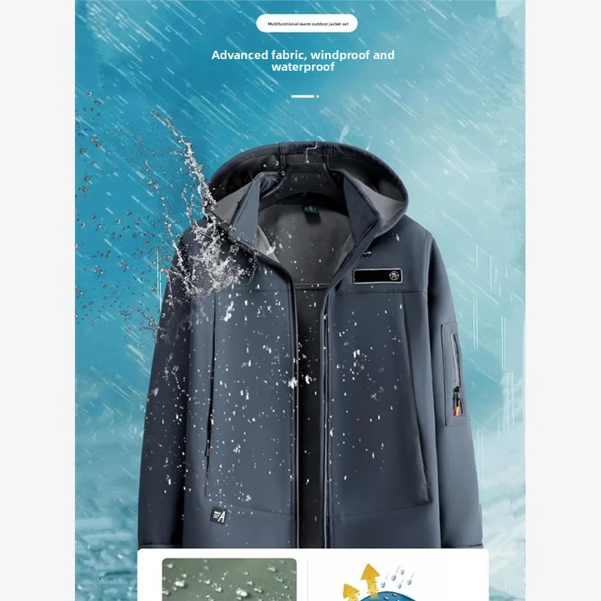 남성용 겨울용 두꺼운 플리스 아웃도어 작업복 세트 방풍 방수 보온 작업복 산업용 작업복