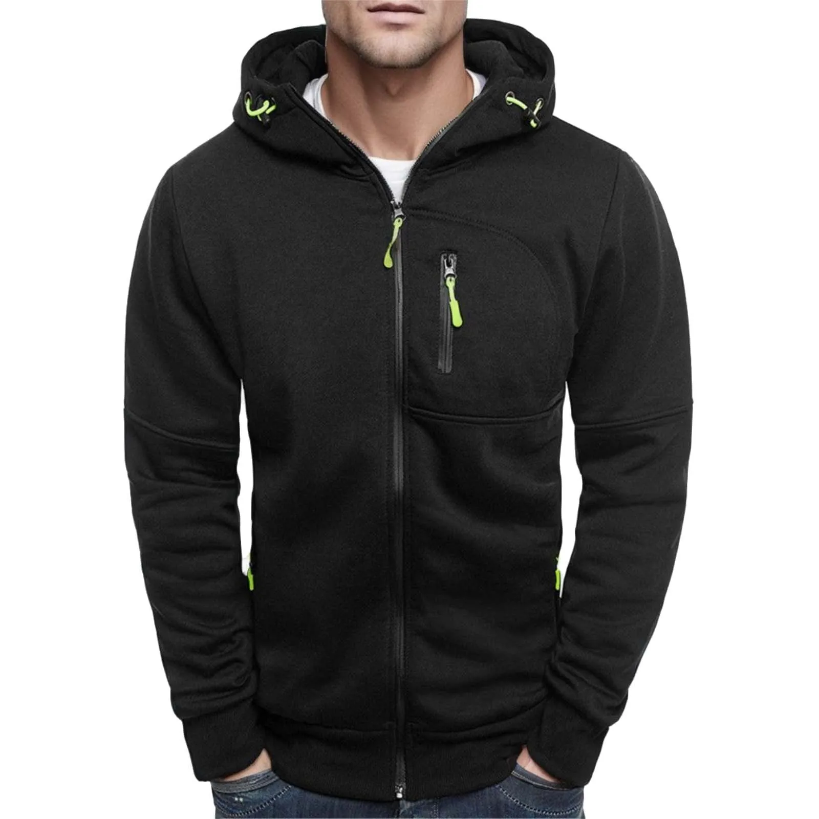 Solid Color Men's Hooded Jacket Casual Long-sleeved Hoodie Zipper Gym Sports Hoodie 2025 Spring Fall Light Wear