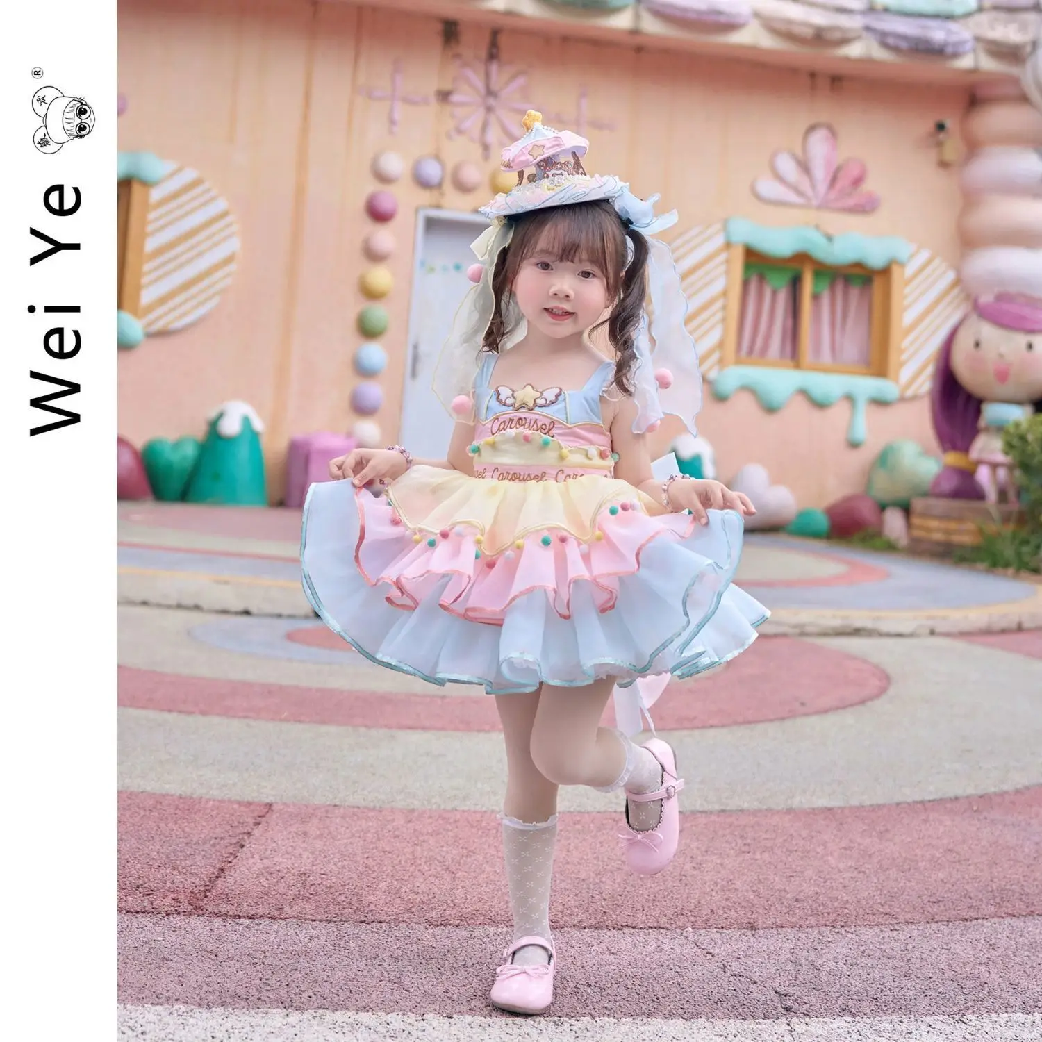 Baby Girls Summer Sweet Lolita Lace Cute Cartooon Bow Princess Ball Gown Cake Layed Backless Sundress Birthday Party Clothes