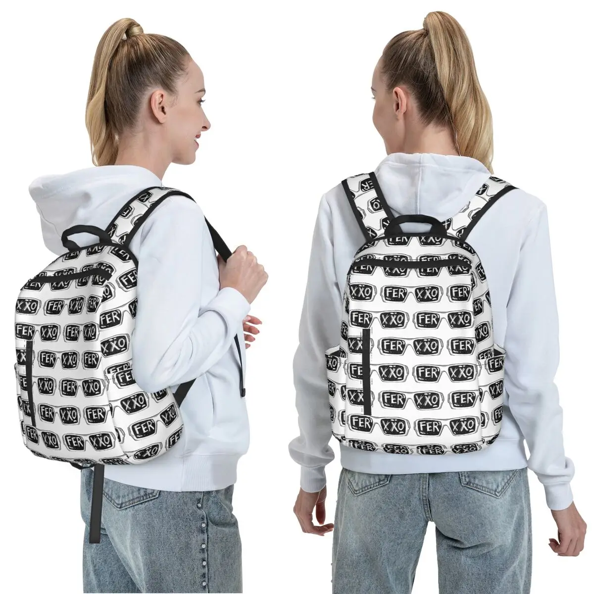 Ferxxo Glasses - Feid Logo Classic Sticker Backpack Daypack Large Capacity BookBag School Bag Shoulder Bags for Men Women