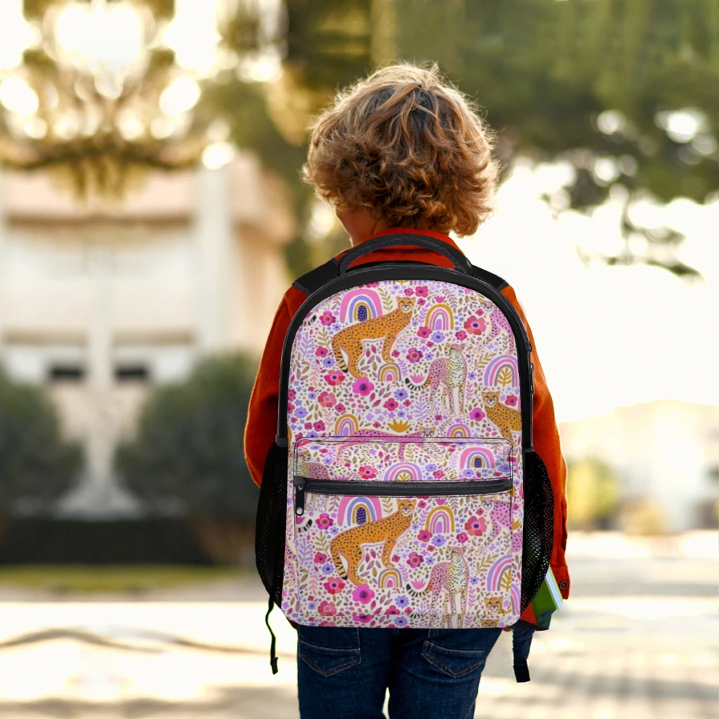 Cheetah’s in a Rainbow Garden Versatile Backpack Large Capacity Waterproof Backpack Washable Computer Bag Unisex