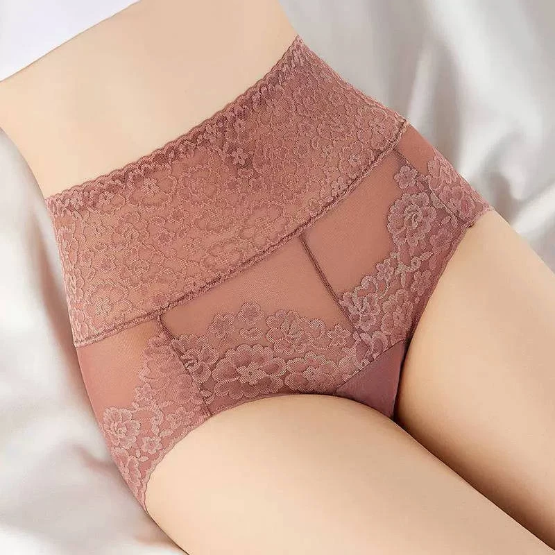 10Pcs Ladies Sexy Panties High-waist Seamless Lace Underwear Light  Hip Lift Briefs Transparent  Women Cotton Knickers Lingerie