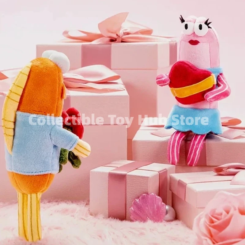 Genuine Pop Mart Gong Spongebob Romantic Fish Couple Plush Doll Gift Box Pink Orange Fish Pair Cute Fluffy Stuffed Toy Gift Box view 6