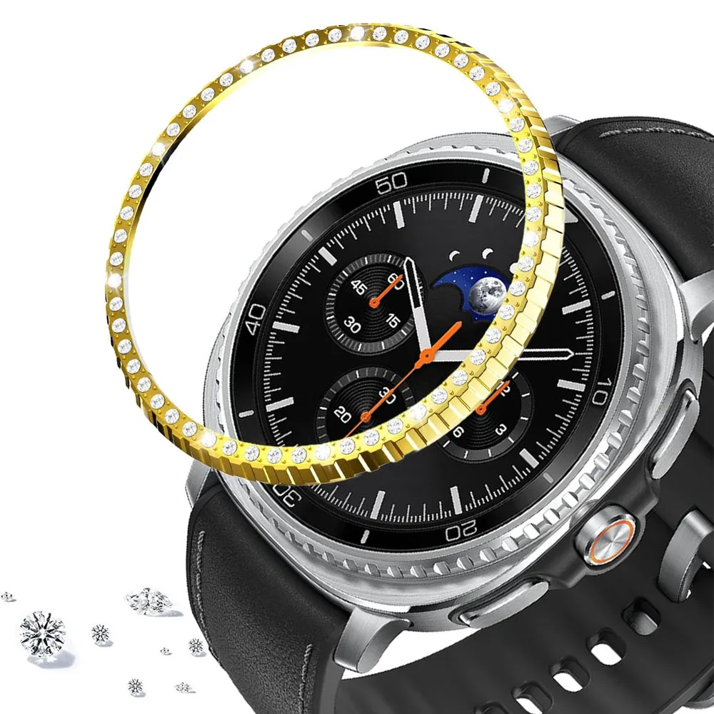 حلقة إطار ماسية لساعة سامسونج جالاكسي 8 الكلاسيكية 46 ملم إطار معدني غطاء حماية لساعة جالاكسي 8 الكلاسيكية