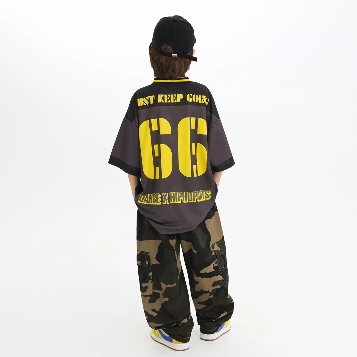 Street Dance Jongens Jazzdans Kostuums Losse Sport Print T-shirt camouflage Broek Hip Hop Dansvoorstelling Stadiumkostuums DN21236