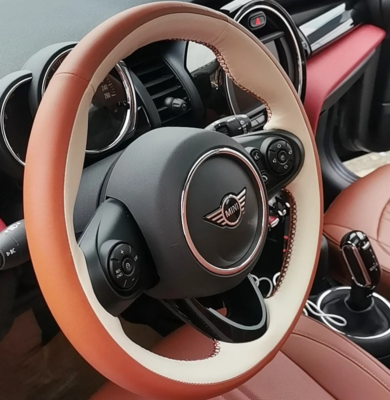 

Сшитый вручную черный нескользящий Автомобильный руль для MINI Cooper S JCW F60 F55 F54 F56 F57