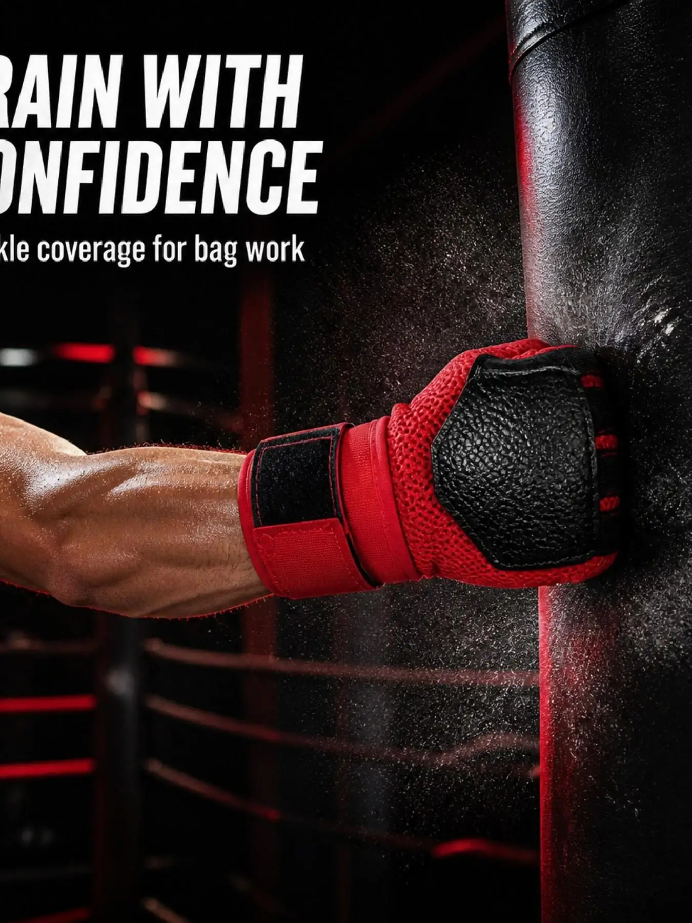 Boxing Gloves with Wrist Wraps Breathable Shock Absorption for MMA Kickboxing Sparring Training