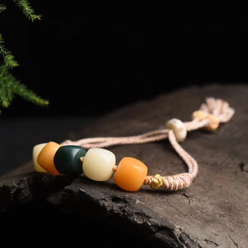 Hand-Woven Duobao Candy Bodhi Hexagonal Suit Duobao Color Matching Archaic and Simple Carrying Strap Crafts Temperamental Bracel image 2
