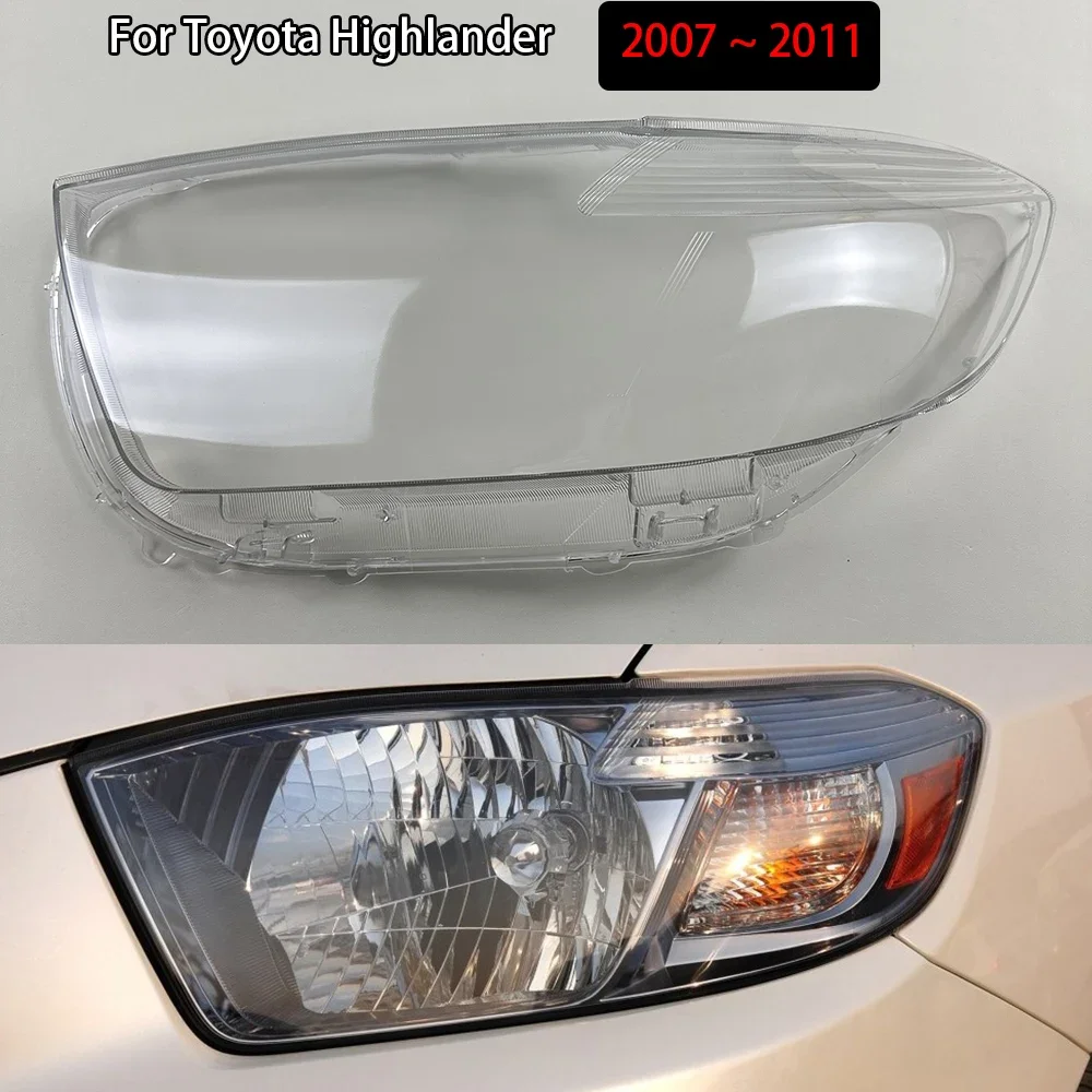 

Front Headlamp Cover Transparent PC Lampshade Headlight Shell Lens Plexiglass For Toyota Highlander 2007 2008 2009 2010 2011