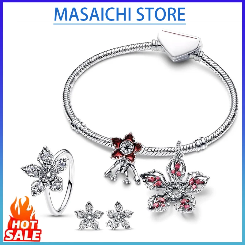 New Hot Sale 925 Sterling Silver Cannibal Flower Charm Suitable for 925 Sterling Silver Original Women Bracelet DIY Jewelry Gift