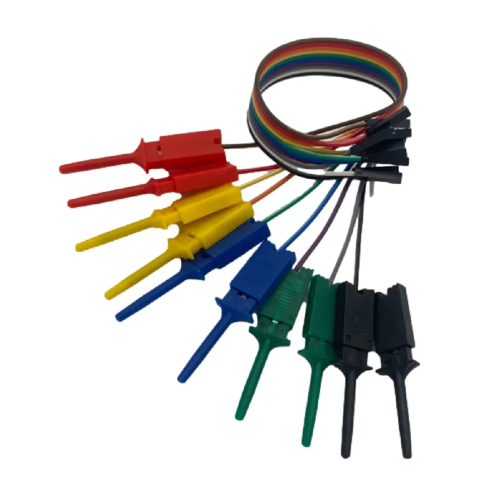 20cm 10 Pins Logic Analyzer Cable Test Lead Hook Cable Clamp 5Color Probe Testing Electrical Equipment High Efficiency