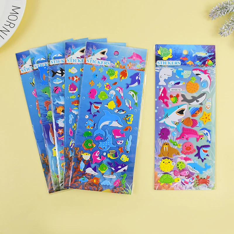 6 Sheets Stickers Cute Car Plane Animal Ocean Cartoon Stickers School Teacher Reward Children Scrapbooking Kids Toys Supplies