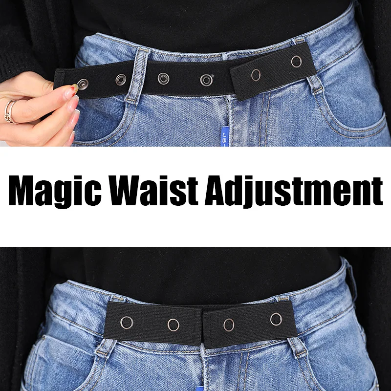 

2PCS Invisible For Jeans Belts Without Buckle Belts Women Buckle-free Elastic Easy Belt Men Women Stretch Adjustment Waist Strap