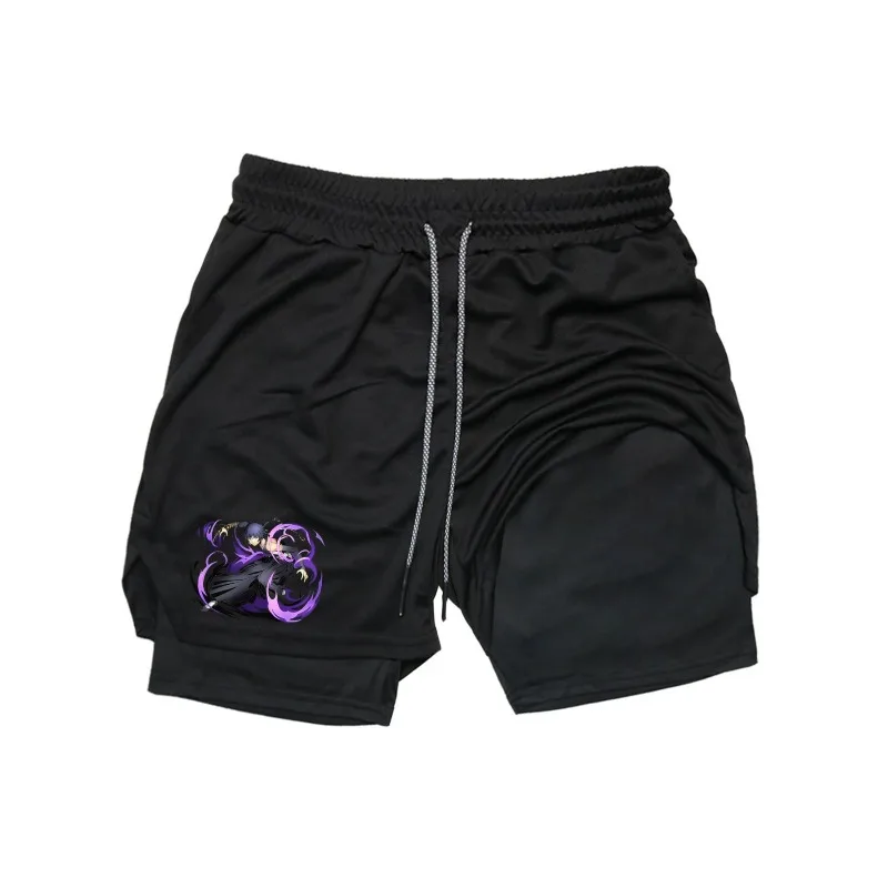

Двухъярусные шорты En's, готические шорты с отбеливающим принтом, летние быстросохнущие шорты для бега, спорта, фитнеса, бега 2 в 1, пляжные шорты для тренировок