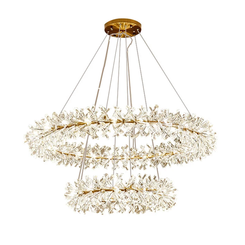 Flower Ring Crystal Chandelier light LED indoor lighting 40 60 80cm Rings light round Hanging Lamp for Living Room Bedroom