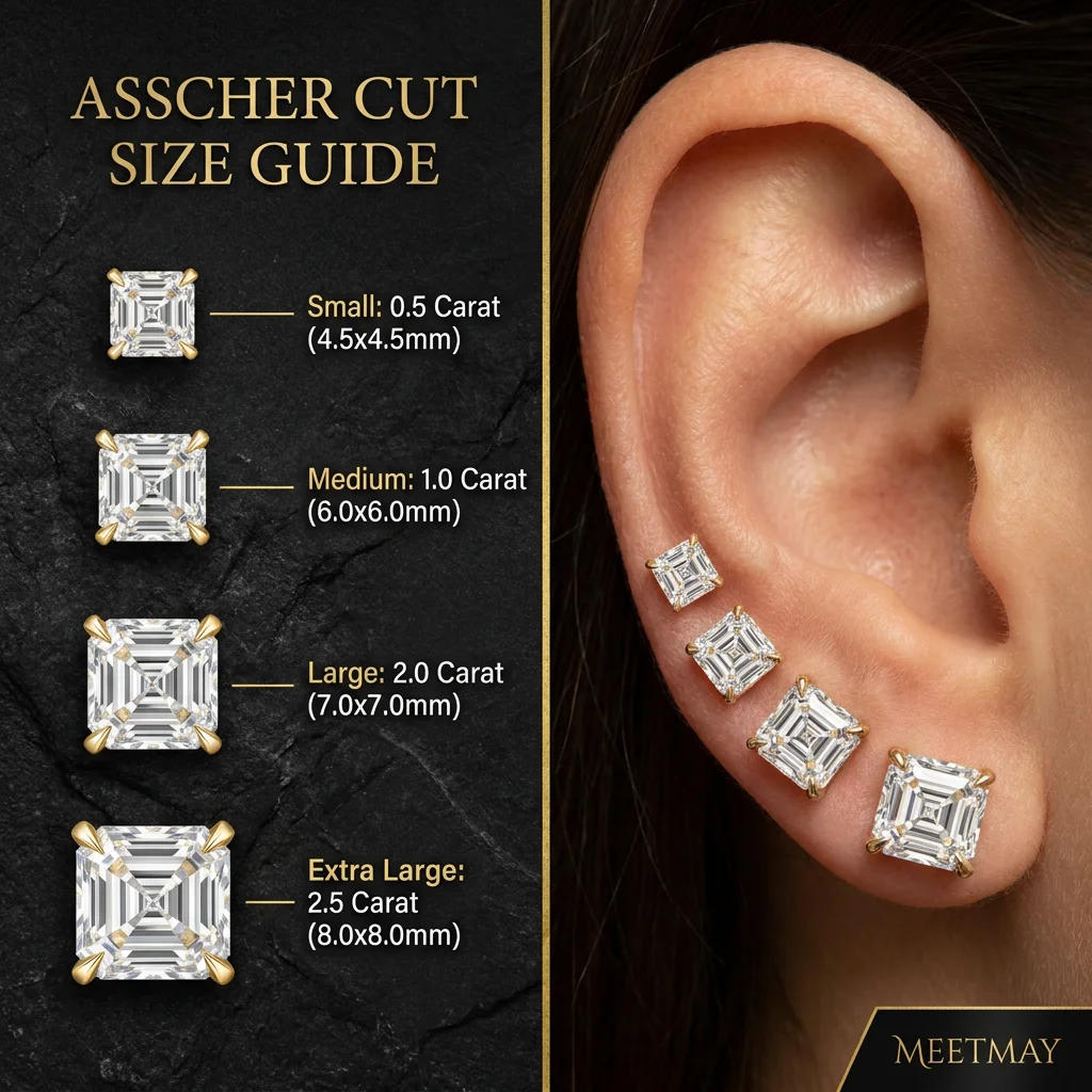 Asscher Cut Moissanite S925 Sterling Silver Stud Earrings GRA D VVS1 Step Cut Art Deco Vintage Sparkle Daily Wear Gift for Her
