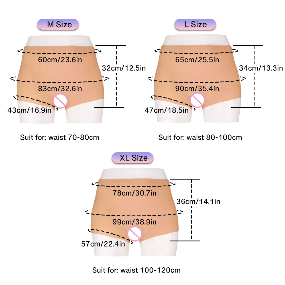 U-Charmmore Silicone Fake Vagina Panties Hip Pants Hip Shaping Enhancer Panty for Shemale Crossdresser Transgender Hip Lift