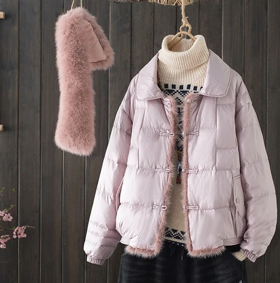 202 Autumn/Winter New Women's Down Jacket Commuting Leisure Single breasted Fox Fur Jacket
