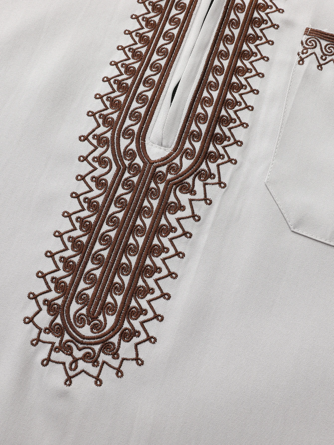 ثوب رجالي مغربي، أكمام طويلة على الطراز العرقي المطرز بياقة واقفة وسحاب تصميم عباية عربية عصرية للرجال المسلمين