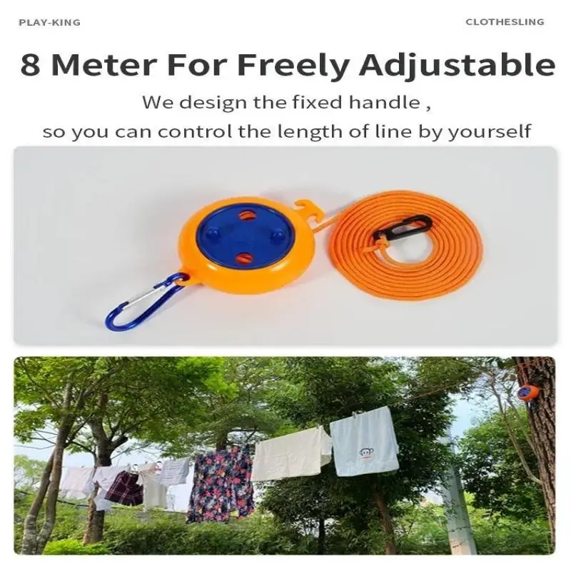 Adjustable 26ft Camping Clothes Line Playking Portable Travel Clothesline Cord Laundry Dry Rope Fishing Camping