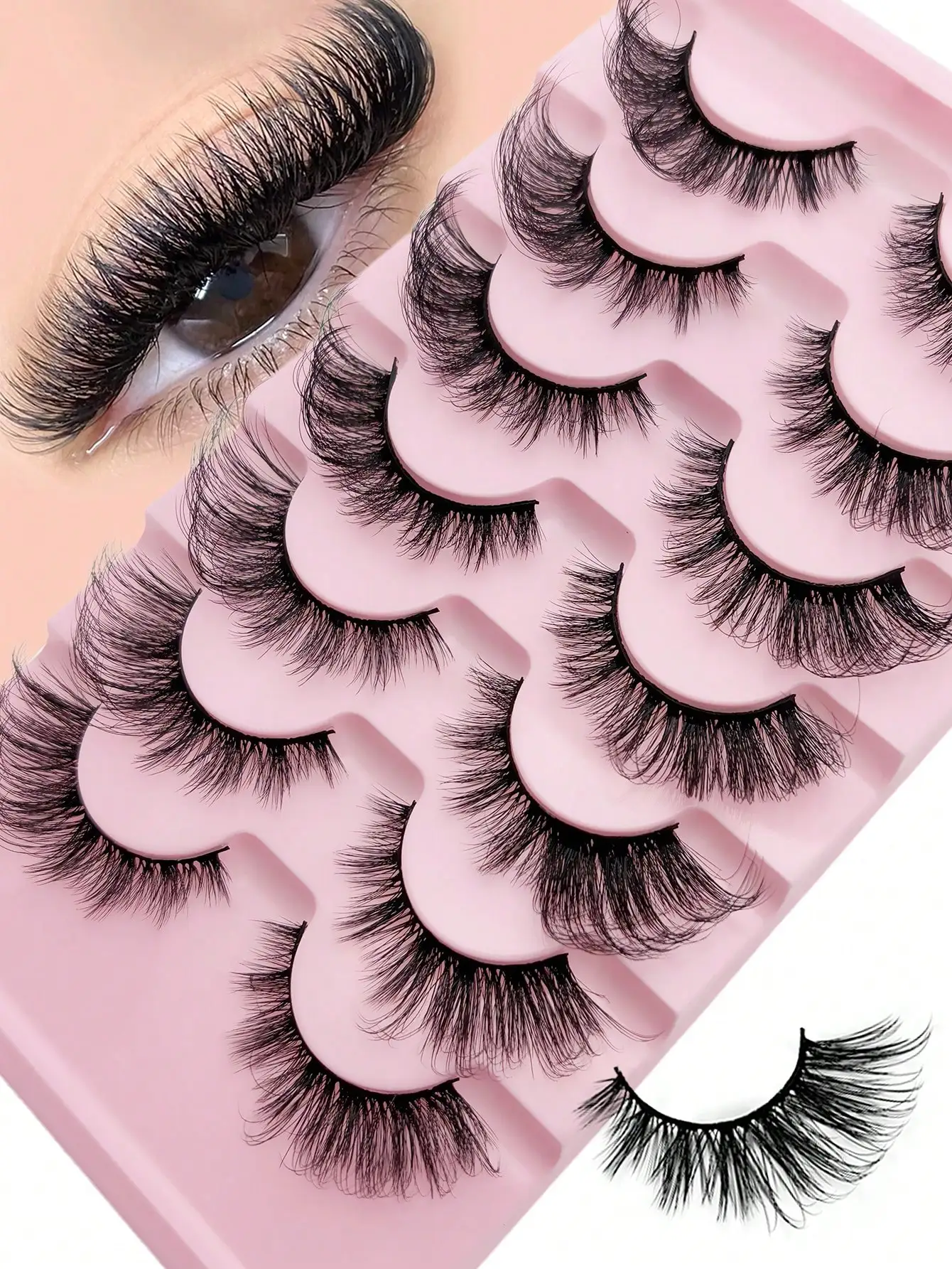 Fox Eye Falsche Wimpern 7 Paar Katzenaugen-Look Natürliche Flauschige Dichte Verlängernde Außenwinkel-Cosplay-Wimpern – Detail 5