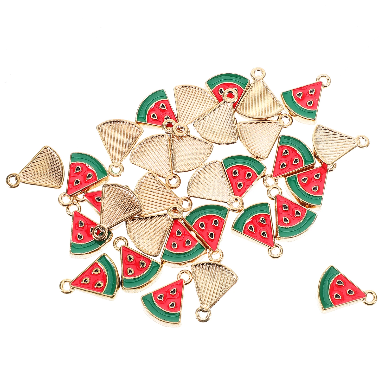 

30pcs Mini Watermelon Earrings Alloy Enamel Pendant Charms Fruit Slicing Jewelry Accessories Custom Necklace Pendants Summer