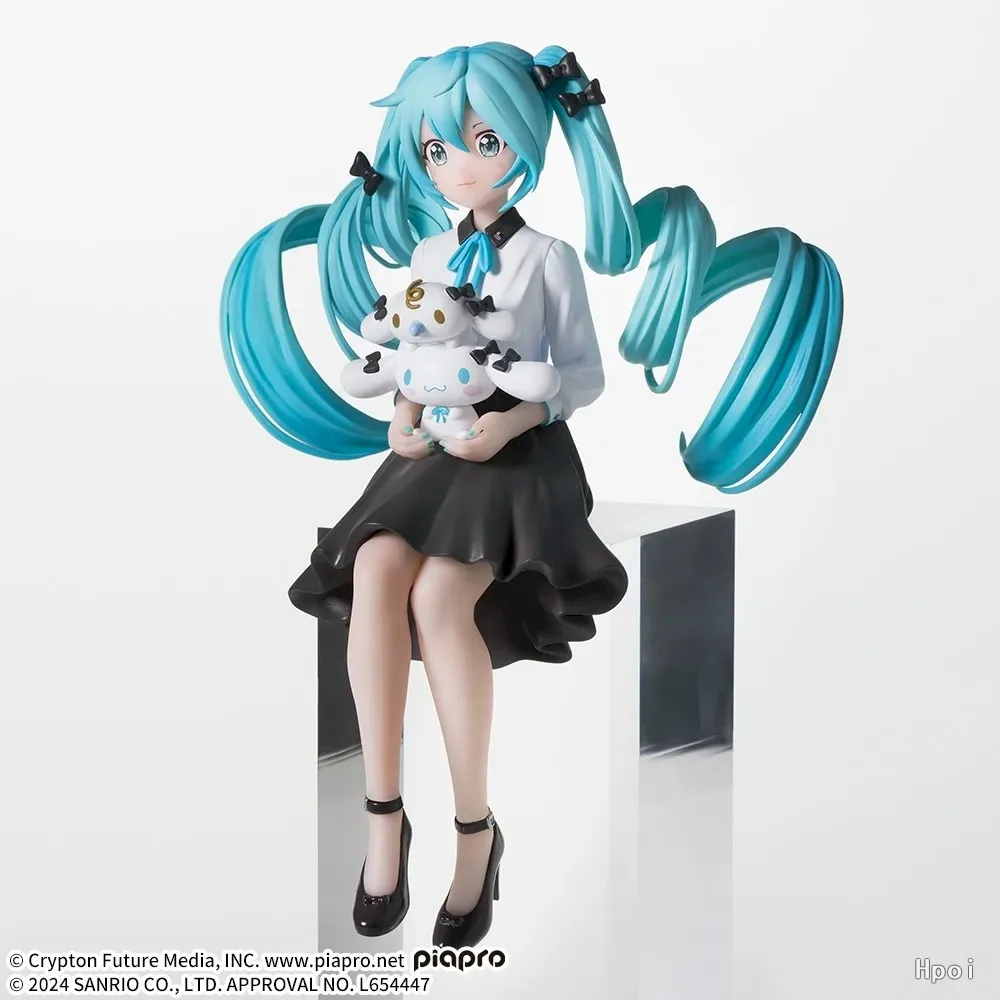 Figura de 14 cm de Hatsune Miku con Orejas Grandes de Perro y Tapón para Botella de Leche, Modelo Periférico, Decoración, Regalo para Niños