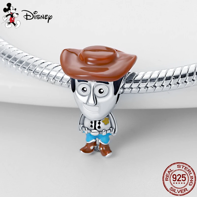 Disney Toy Story Woody Charm Beads se adapta a la pulsera Pandora Original para mujer, colgante de plata 925, joyería de cuentas, regalo de gran oferta