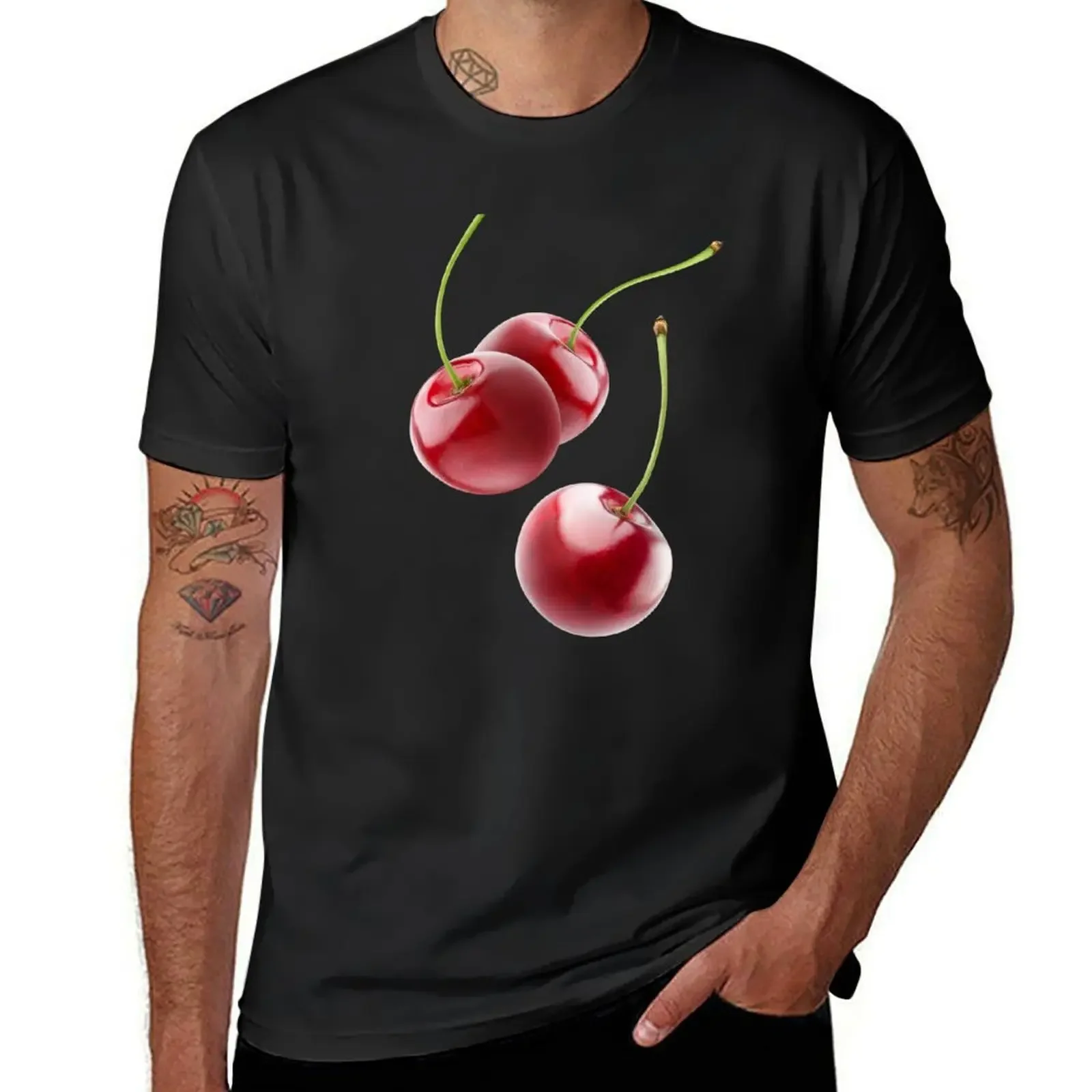 

Sweet cherries falling T-Shirt street wear quick drying sweat shirts, men