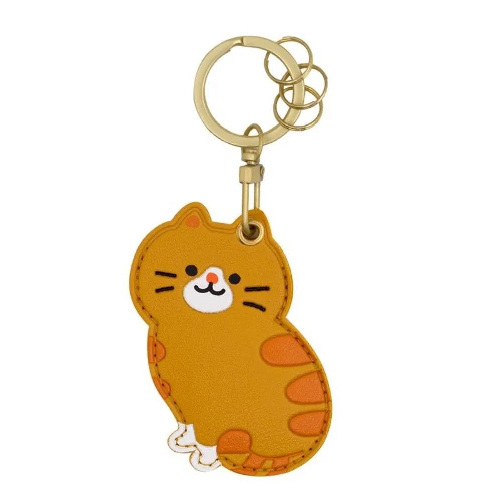

New Cartoon Cat Access Card Holder PU Leather Small Card Pendant with Keychain Portable Key Pouch