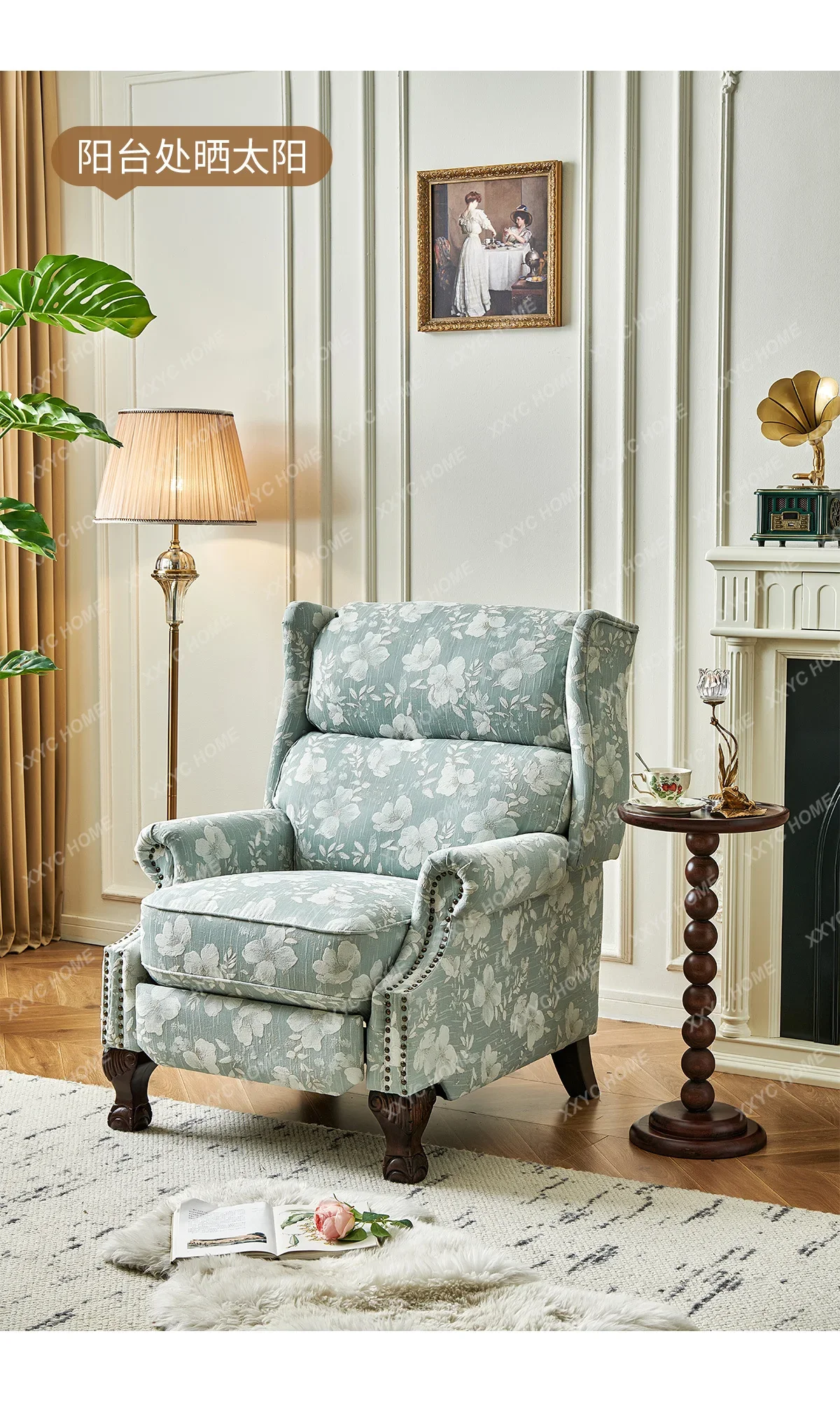 MM Retro style single chair single sofa light  living room bedroom furniture casual senior tiger chair