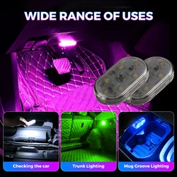 1 Piece Wireless Mini Car Light LED Touch Light Car Interior Light Roof Reading Light Colorful Car Ambience Light USB Charging