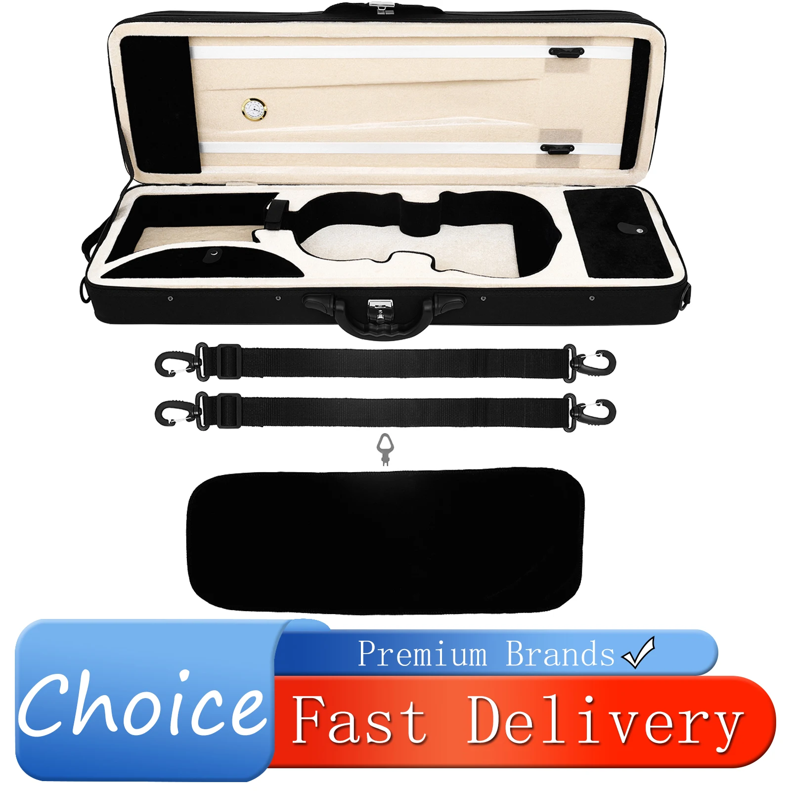 IRIN 4/4 3/4 Violin Case Storage Box Portable Black Foam Oxford Cloth Square Violin Box With Hygrometer Violin Accessories