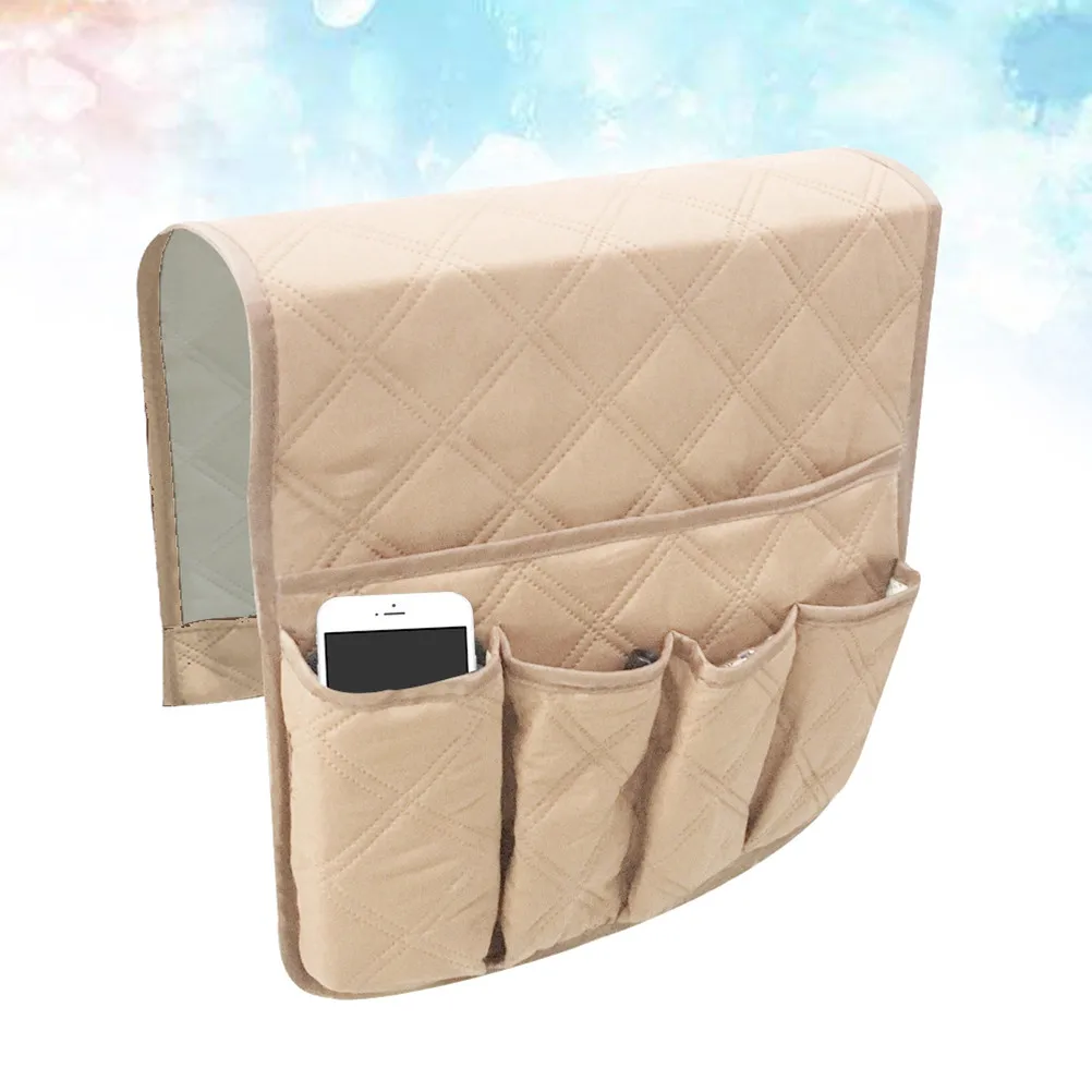 1Pcs Felt Fabric Bedside Storage Bag with Dacron Mesh Compartments Hanging Organizer for Sofa Side Dorm Car Hospital Bed Rails