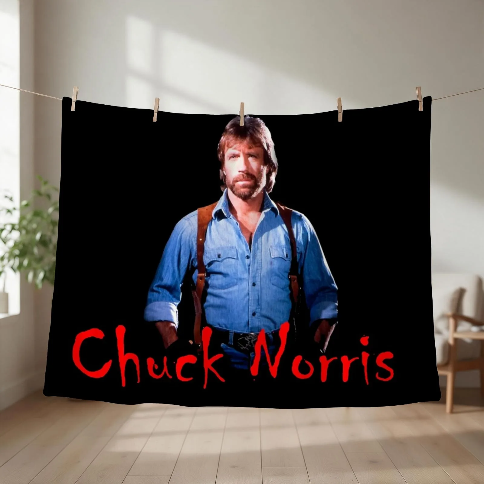 Chuck Norris Action Holster Throw Blanket couch cozy soft plush fuzzy picnic outdoor blanket