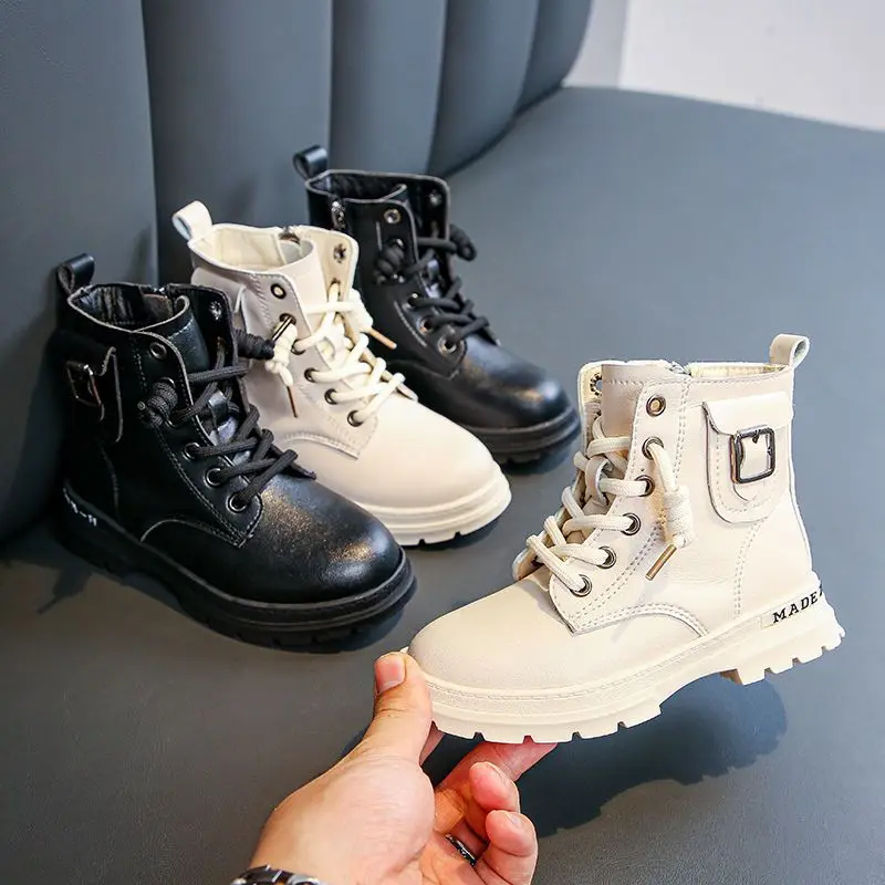Kids Fashion Ankle Boots for Girls Boys 2026 New Arrival Spring Autumn Winter Warm Lined Short Boots Big Kids Size