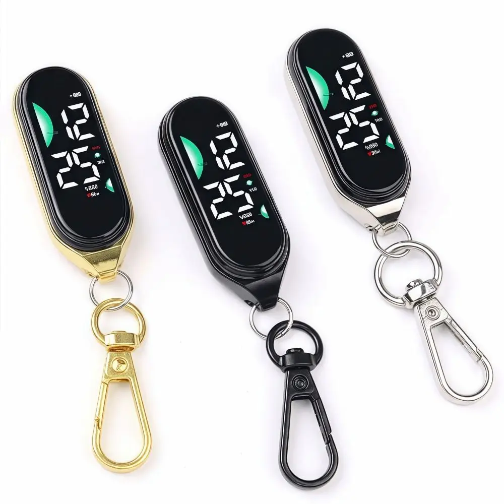 Creativity LED Electronic Hanging Watch Portable Digital Display Pocket Watch Carabiner Waterproof Luminous Pocket Watch Adults