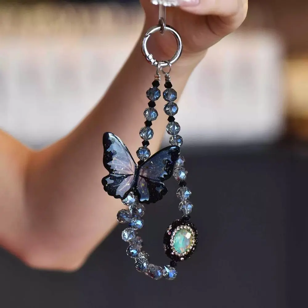 3D Butterfly Design Mobile Phone Chain Korean Style Anti-Theft Phone Lanyard Phone Accessory Anti-Loss Crystal Keyring